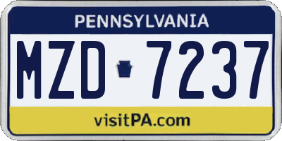 PA license plate MZD7237