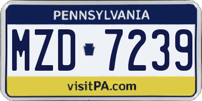 PA license plate MZD7239