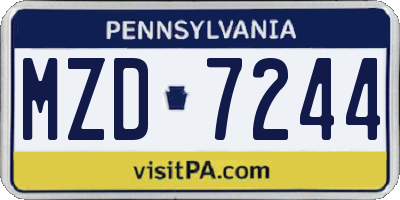 PA license plate MZD7244