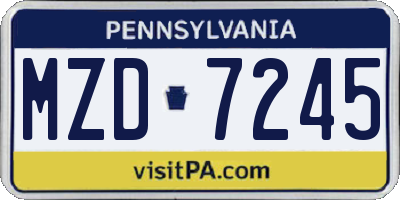 PA license plate MZD7245