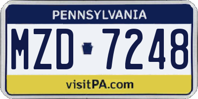 PA license plate MZD7248
