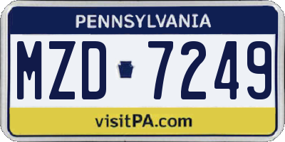 PA license plate MZD7249