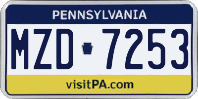 PA license plate MZD7253