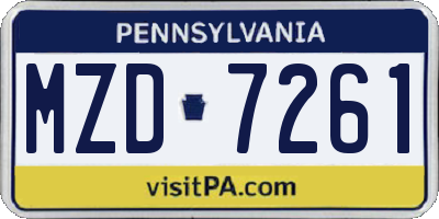 PA license plate MZD7261