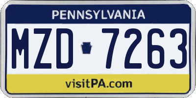 PA license plate MZD7263