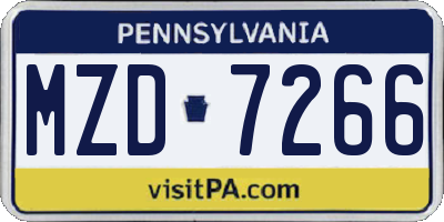 PA license plate MZD7266