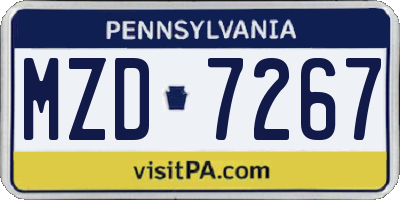 PA license plate MZD7267