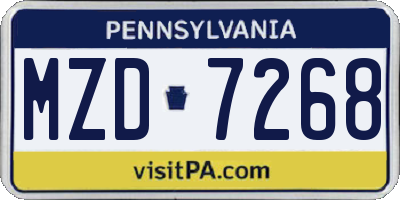 PA license plate MZD7268