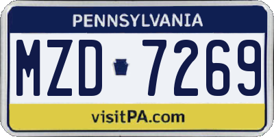 PA license plate MZD7269