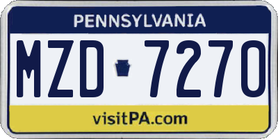 PA license plate MZD7270