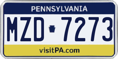 PA license plate MZD7273
