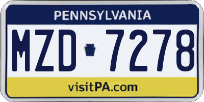 PA license plate MZD7278