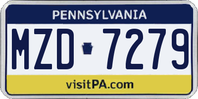 PA license plate MZD7279