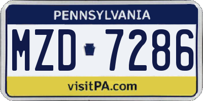 PA license plate MZD7286