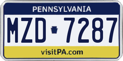 PA license plate MZD7287