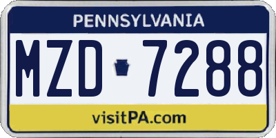 PA license plate MZD7288