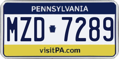 PA license plate MZD7289