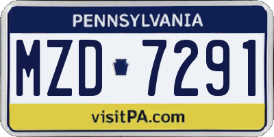 PA license plate MZD7291