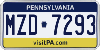 PA license plate MZD7293