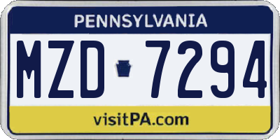 PA license plate MZD7294