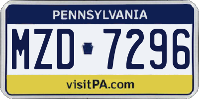 PA license plate MZD7296