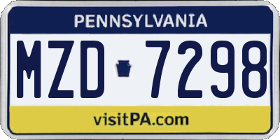PA license plate MZD7298