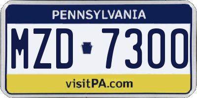 PA license plate MZD7300