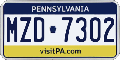 PA license plate MZD7302