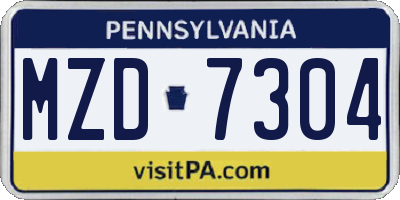 PA license plate MZD7304