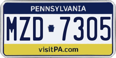 PA license plate MZD7305