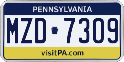 PA license plate MZD7309
