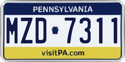 PA license plate MZD7311
