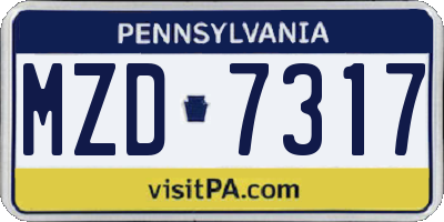 PA license plate MZD7317