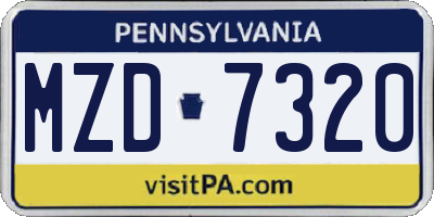 PA license plate MZD7320