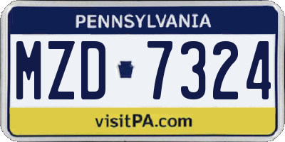 PA license plate MZD7324