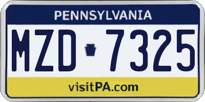 PA license plate MZD7325