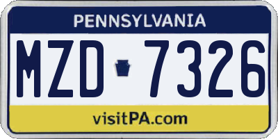 PA license plate MZD7326