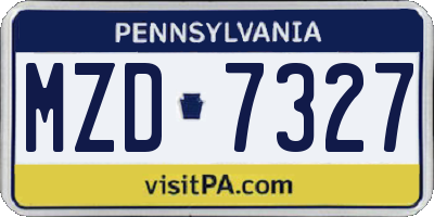 PA license plate MZD7327