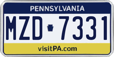PA license plate MZD7331