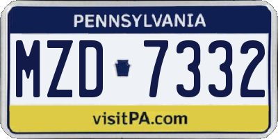 PA license plate MZD7332