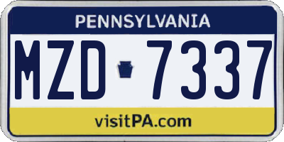 PA license plate MZD7337