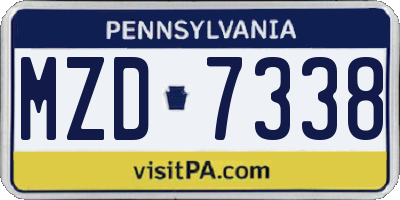 PA license plate MZD7338