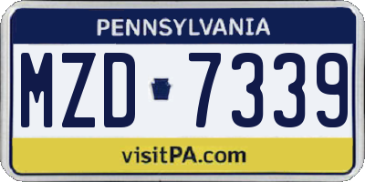 PA license plate MZD7339