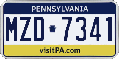 PA license plate MZD7341