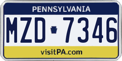 PA license plate MZD7346
