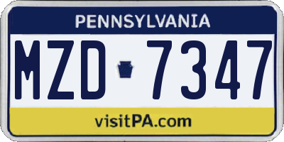PA license plate MZD7347