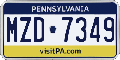 PA license plate MZD7349