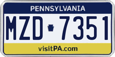 PA license plate MZD7351
