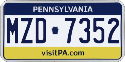 PA license plate MZD7352