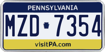 PA license plate MZD7354